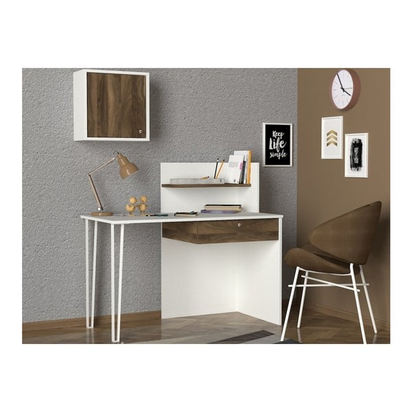 Комплект бюро и стенен рафт Punto - Tera Home