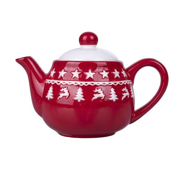 Червено-бял коледен керамичен чайник 520 ml Xmas - VDE Tivoli 1996-image-2