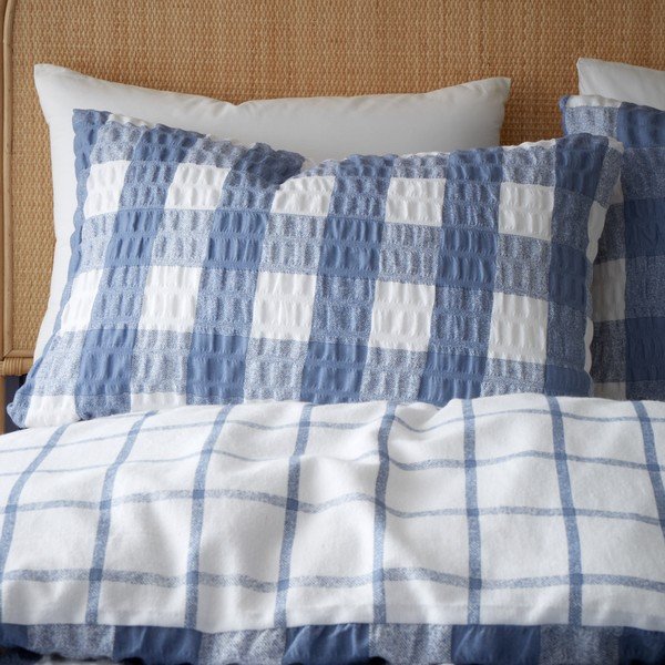 Синьо  двойно  фланелено спално бельо 200x200 cm Gingham Check – Catherine Lansfield-image-3