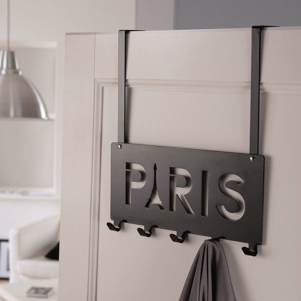 Черна закачалка за врата с 5 куки Paris - Compactor-image-1