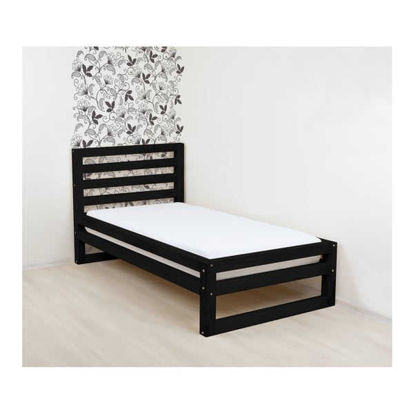 Черно дървено единично легло DeLuxe, 190 x 80 cm - Benlemi