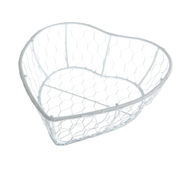 Бяла метална кошница във формата на сърце - Dakls