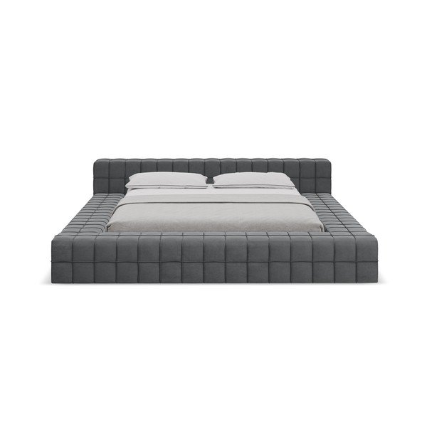 Тъмносиво двойно тапицирано легло с включена подматрачна рамка 160x200 cm Akela – Makamii-image-2