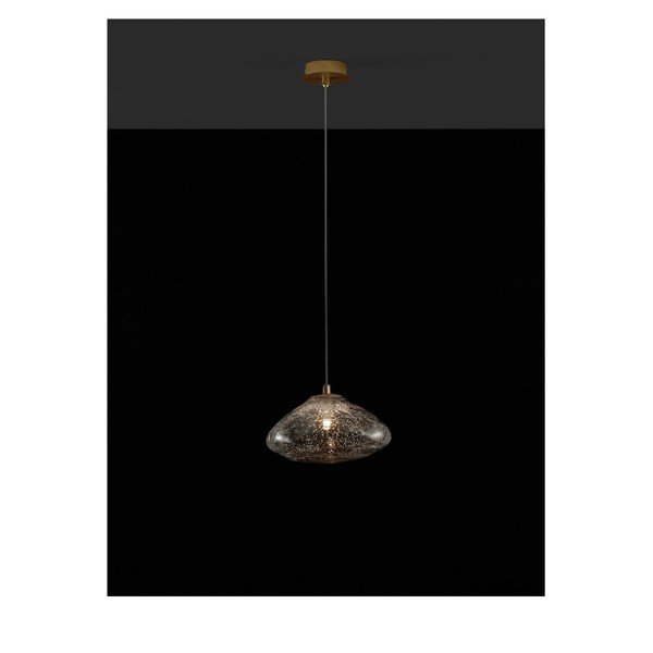 Стъклено висящо осветително тяло в месингов цвят ø 26 cm King – Nova Luce-image-2
