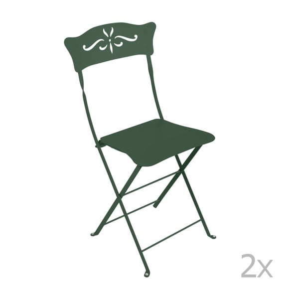 Комплект от 2 зелени метални сгъваеми градински стола Bagatelle - Fermob