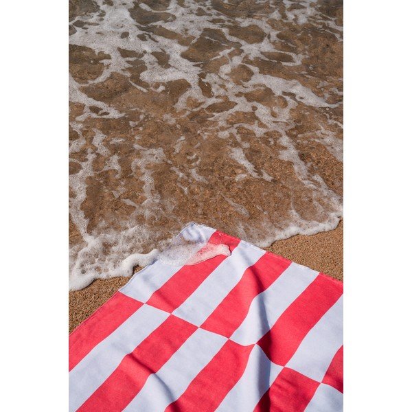 Червена/светлосиня памучна плажна кърпа 100x160 cm Su – noo.ma-image-2