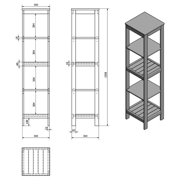 Бял рафт за баня 36x156 cm Etide – Sapho-image-3