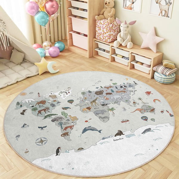 Детско килимче за игра подходящо за пране ø100 cm Big World – Mila Home-image-4