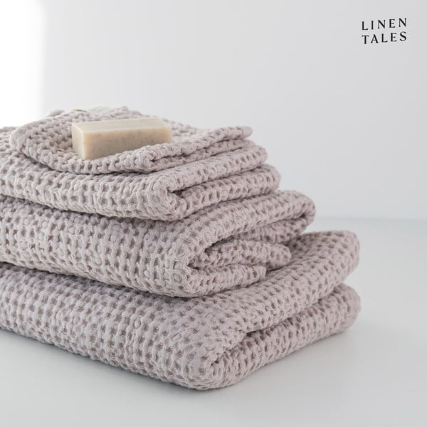 Светлорозови кърпи и хавлии за баня в комплект от 3 Honeycomb - Linen Tales