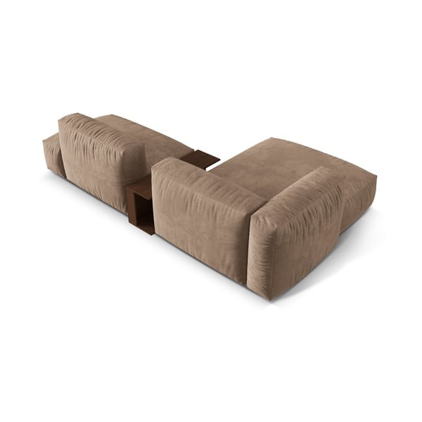 Светлокафяв кадифен модулен ъглов диван (ляв ъгъл) Martina – Micadoni -image-3