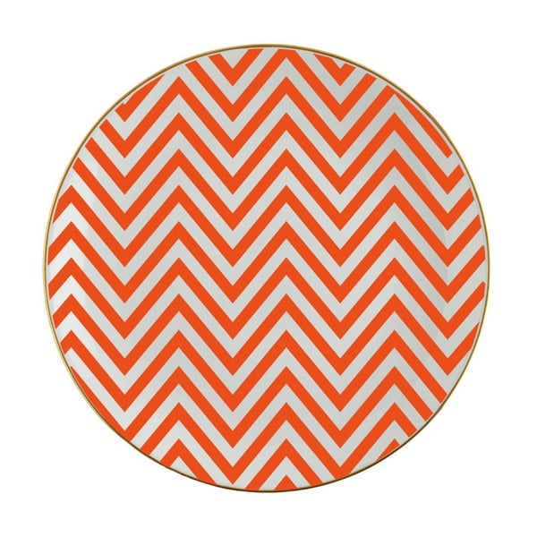 Oranžovobílý porcelánový talíř Vivas Zig Zag, Ø 23 cm