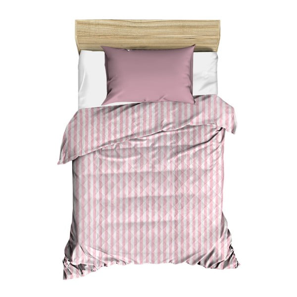 Розово-бяла ватирана покривка за легло Stripes, 160 x 230 cm - Kate Louise