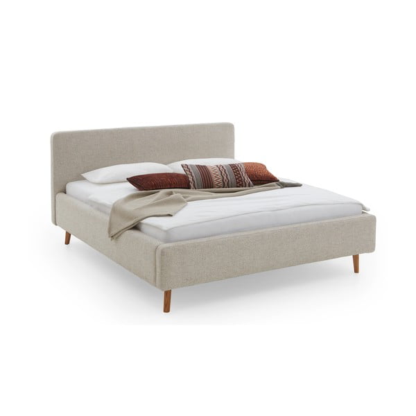 Бежово двойно легло 160x200 cm тапицирано без ламелно дъно Mattis – Meise Möbel-image-4