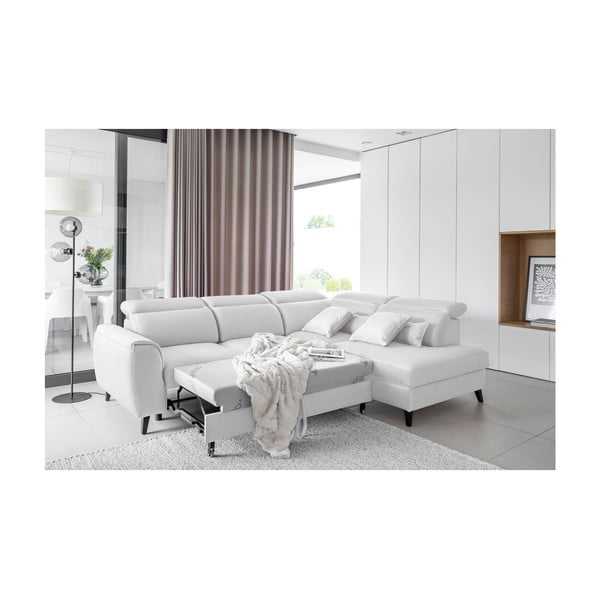Бял кадифен разтегателен ъглов диван с място за съхранение (десен ъгъл L форма) Noble – ELTAP-image-4