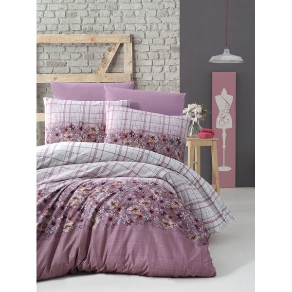 Розово памучно спално бельо за единично легло 140x200 cm Alvina - Mijolnir