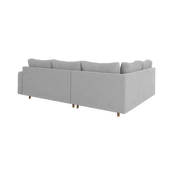 Сив ъглов диван от рипсено кадифе (ляв ъгъл/L форма) Ariella – Ropez-image-2