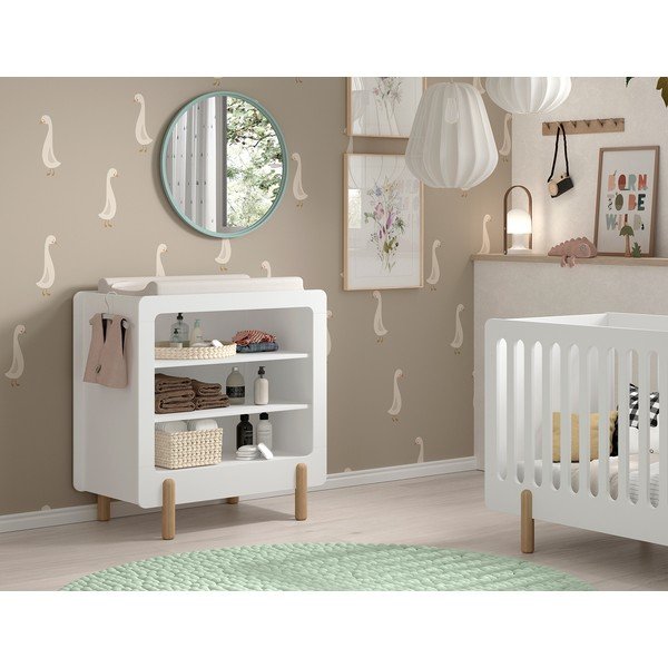 Бял детски скрин с маса за преповиване 88x95x57 cm Smile – Vipack-image-1