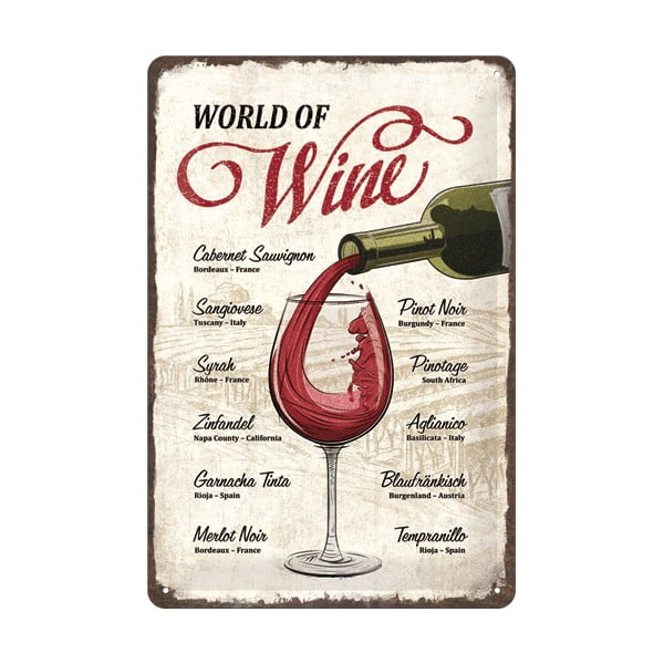 Декоративен знак за стена World of Wine - Postershop