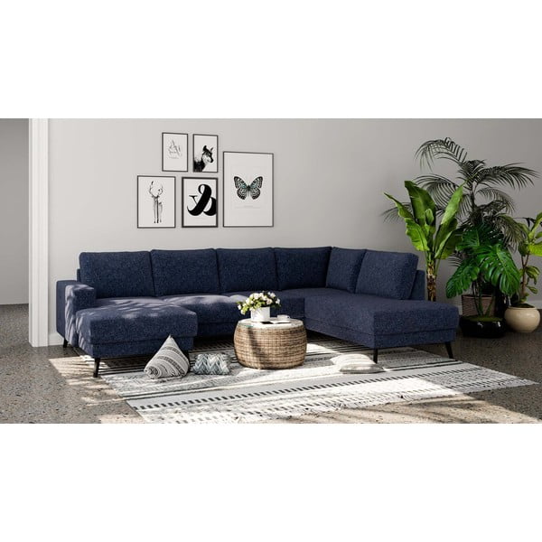 Тъмносин ъглов диван (десен ъгъл) Fynn - Ghado-image-1