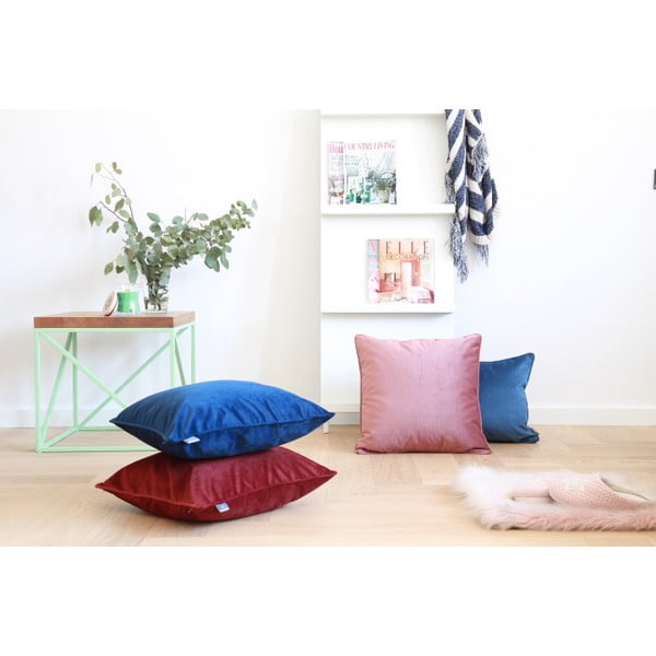 Синя калъфка за възглавница с кадифено покритие Jeans, 50 x 50 cm - WeLoveBeds-image-1