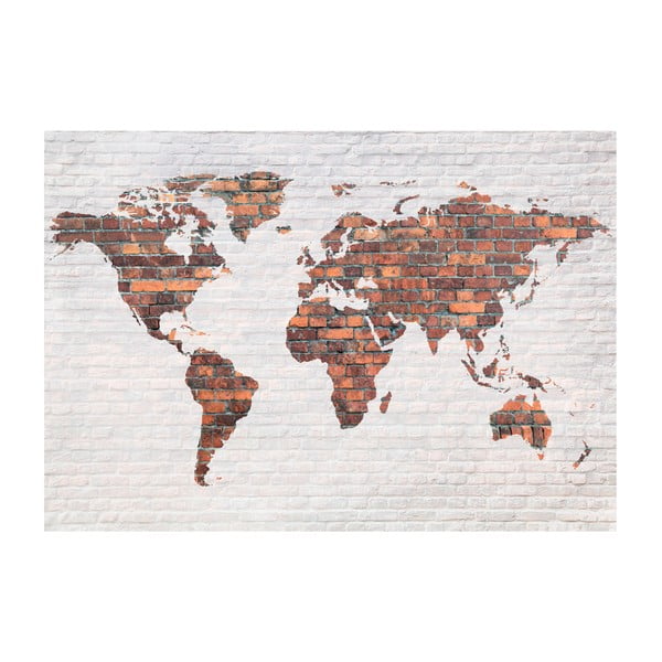 Широкоформатен тапет Brick World Map Wall, 400 x 280 cm World Map: Brick Wall - Bimago