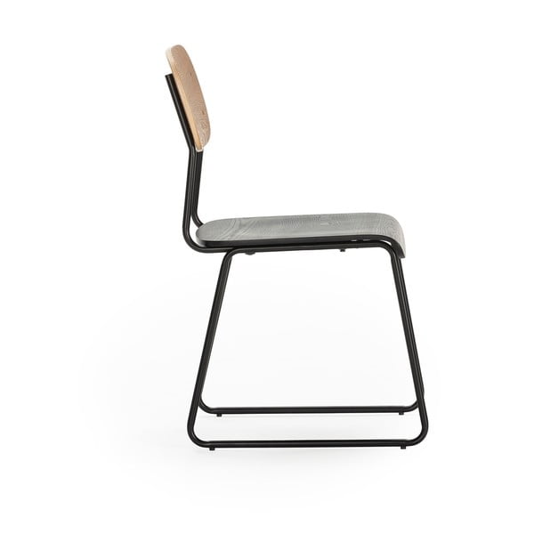 Трапезни столове в комплект от 2 бр. от декор от ясен в черен и естествен цвят Aira – Marckeric-image-3