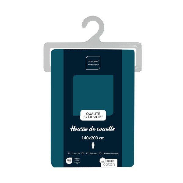 Единична памучна олекотена завивка в петролен цвят 140x200 cm Lina – douceur d'intérieur-image-2