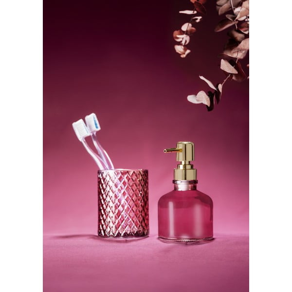 Тъмнорозова стъклена чаша за четки за зъби Atessa – Wenko-image-3