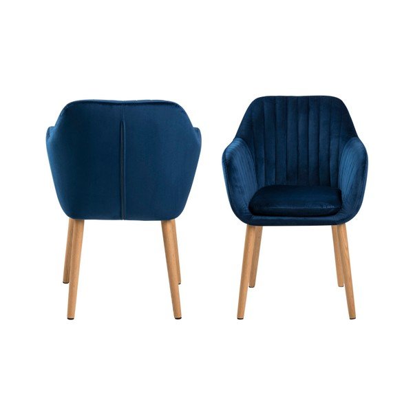 Тъмносин тапициран трапезен стол с подлакътници Emilia – Actona-image-4