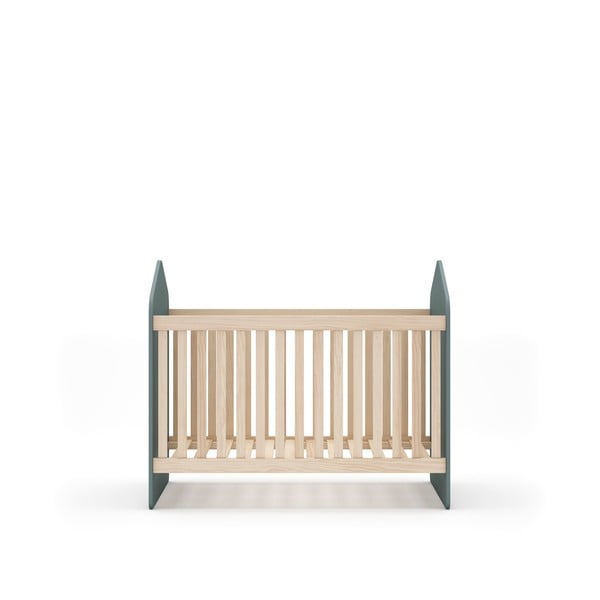 Детско креватче 60x120 cm от декор от бор в естествен цвят/сиво-зелено Estefania – Marckeric-image-2