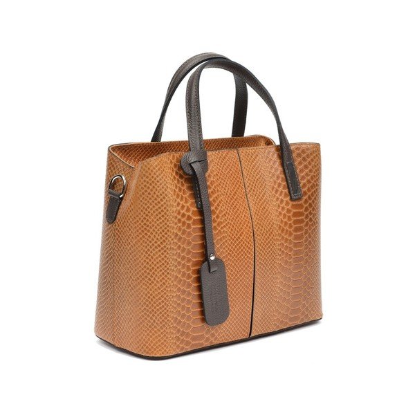 Кафява кожена чанта Muriella в цвят коняк - Roberta M-image-4