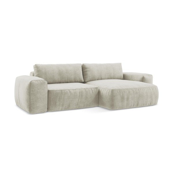 Бежов шенилов сгъваем ъглов диван (десен ъгъл) Kuki – Makamii-image-2