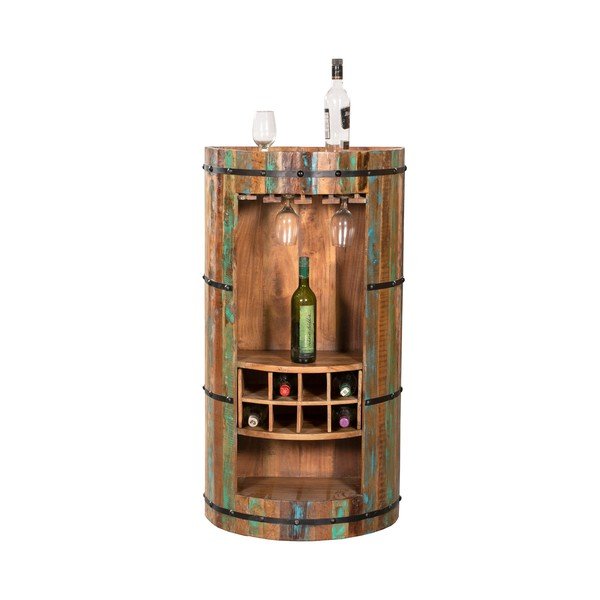 Шкаф за вино от рециклирано дърво за 8 броя бутилки в естествен цвят 60x115 cm Kaveri – Interia Home & Living-image-2