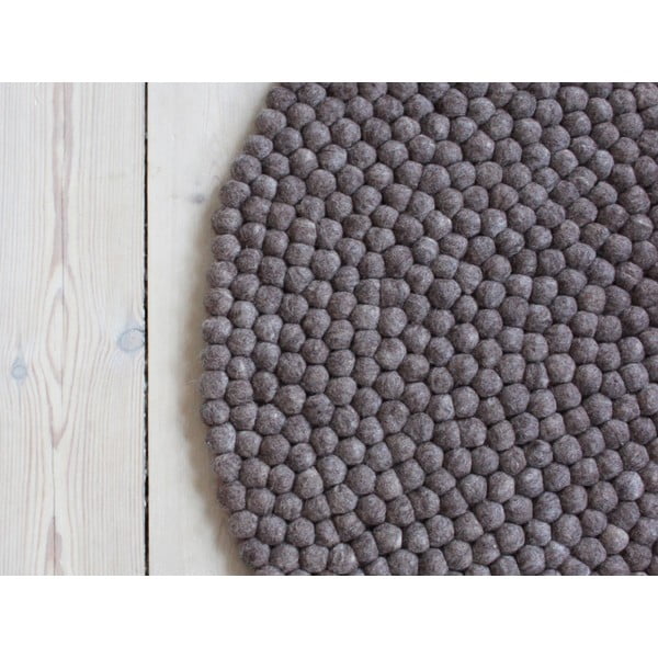 Вълнен килим с топчета в орехово кафяво, ⌀ 90 см Ball Rugs - Wooldot