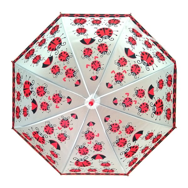 Dětský transparentní holový deštník s červenými detaily Birdcage Ladybird, ⌀ 82 cm