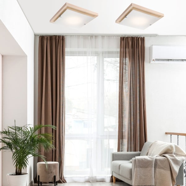 Кафяво и естествено осветително тяло за таван 30x30 cm Pedro – LAMKUR-image-1