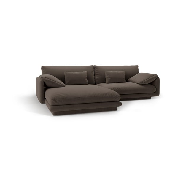 Кафяв кадифен ъглов диван (ляв ъгъл) Torino – Micadoni -image-2