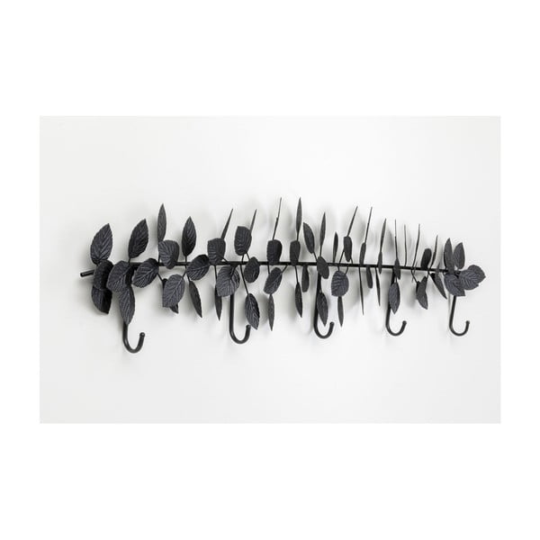 Черна метална закачалка за стена Листа, ширина 91 cm - Kare Design