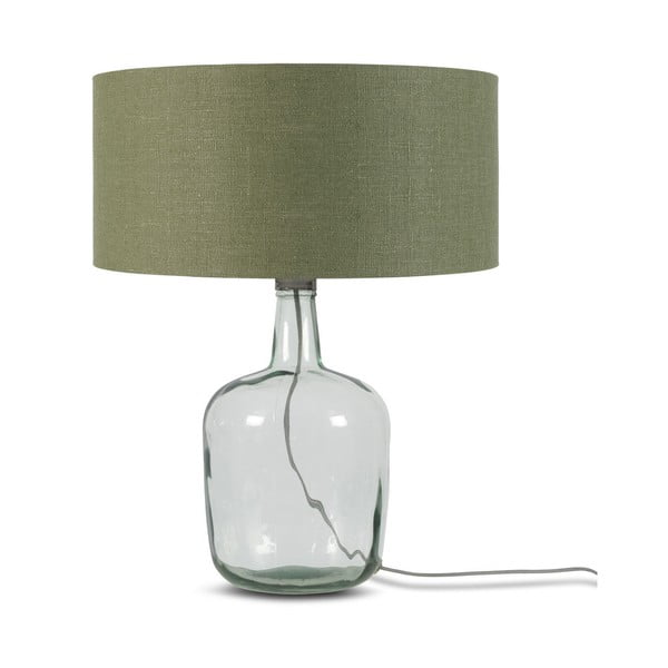 Настолна лампа с тъмнозелен абажур и конструкция от рециклирано стъкло Мурано, ⌀ 47 cm - Good&Mojo