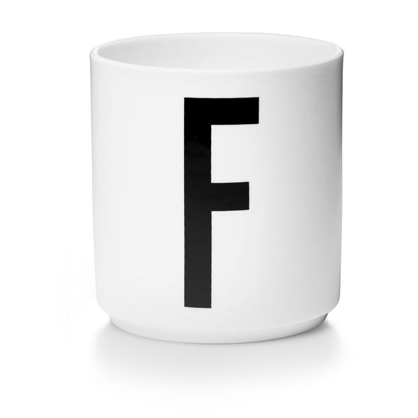 Бяла порцеланова чаша Personal F A-Z - Design Letters