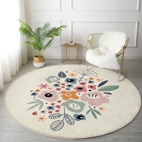 Кръгъл килим подходящ за пране и за прахосмукачки роботи ø 120 cm Comfort – Mila Home-image-4