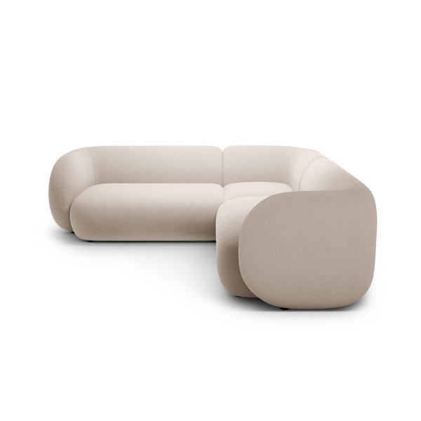 Бежов кадифен ъглов диван Kate – Micadoni -image-2