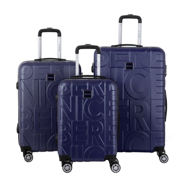 Комплект от 3 тъмносини куфара за пътуване Typo - Berenice