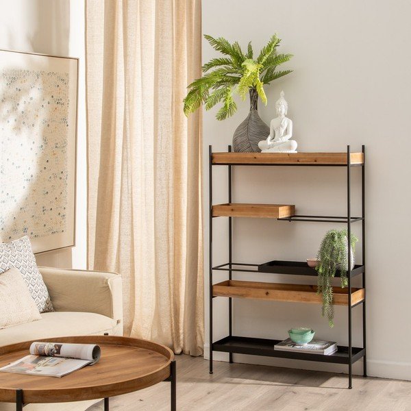 Черен метален стелаж 85x130 cm – Ixia-image-1