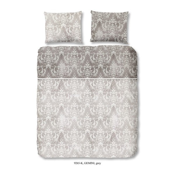 Единично спално бельо от памучен сатен, сиво, 155 x 200 cm - Descanso
