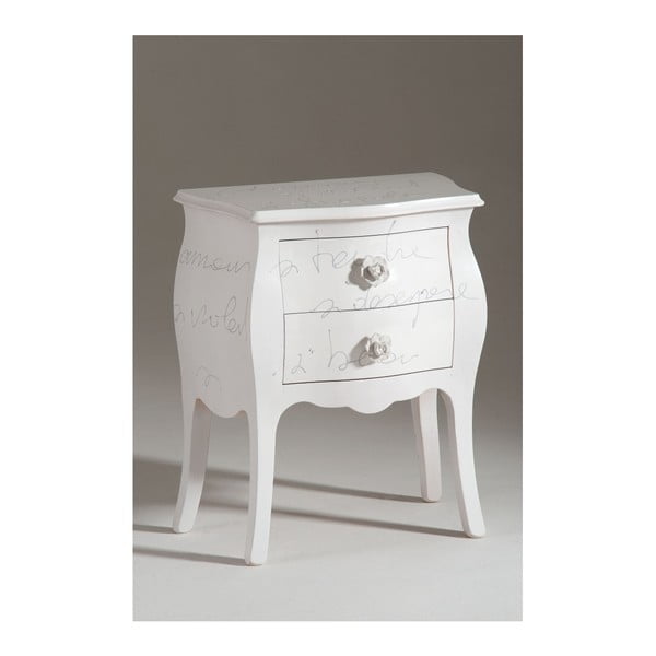 Bílý dřevěný noční stolek se 2 zásuvkami Castagnetti Lyric