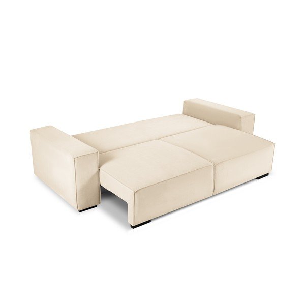 Бежов велурен разтегателен диван Azalea - Mazzini Sofas-image-3