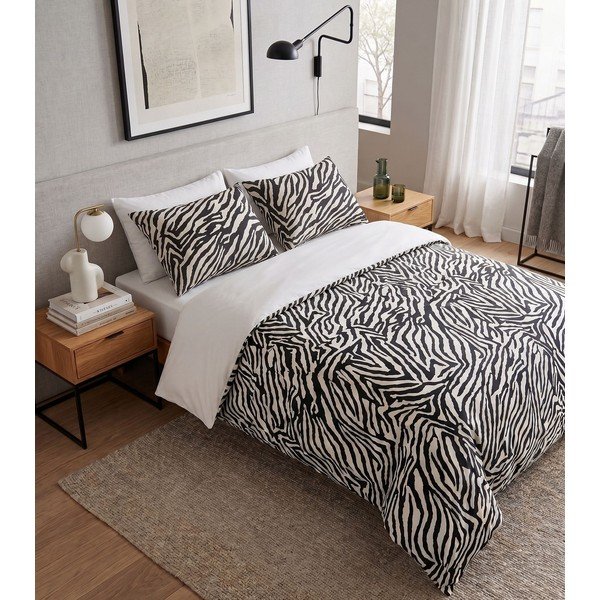 Черно двойно  спално бельо 200x200 cm Zebra – Mijolnir-image-1