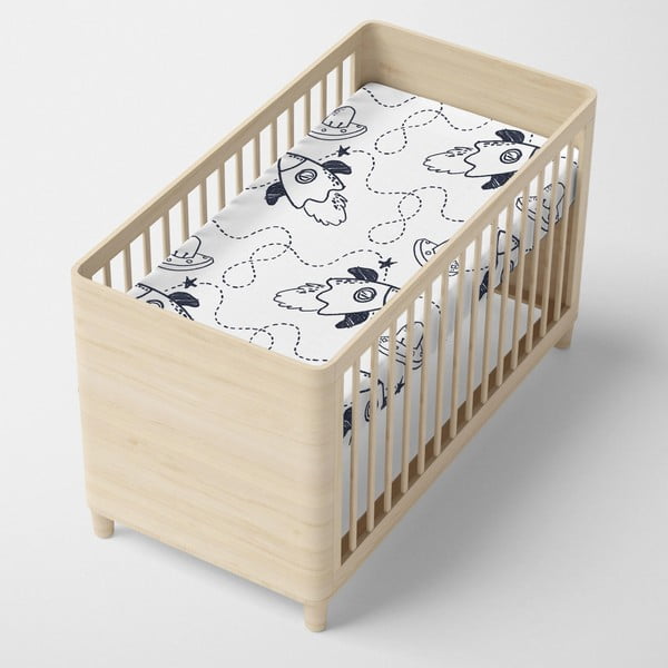 Черно-бял еластичен памучен чаршаф , 70 x 140 cm Starspace - Mr. Fox-image-3