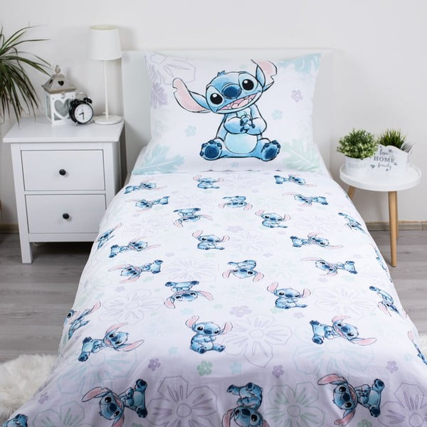 Бяло единично  памучно детско спално бельо 140x200 cm Lilo and Stitch "Ohana White" – Jerry Fabrics-image-2
